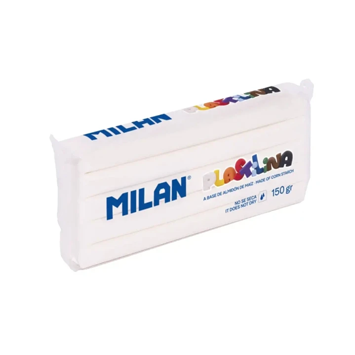 Milan Barra de Plastilina de 150gr - Base de Almidon de Maiz - Sin Gluten - Mezclables - Color Blanco 1