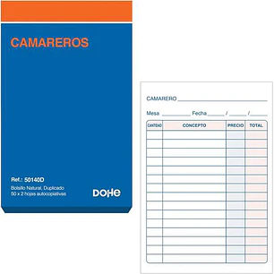 Dohe Talonario de Comandas - Bolsillo Natural - 50x2 Hojas Autocopiativas - Duplicado