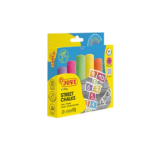 Jovi Street Chalks Estuche de 6 Tizas Jumbo - Compactas - sin Polvo - Materias Primas Naturales - Trazos Nitidos - Faciles de Borrar - Resistentes - C