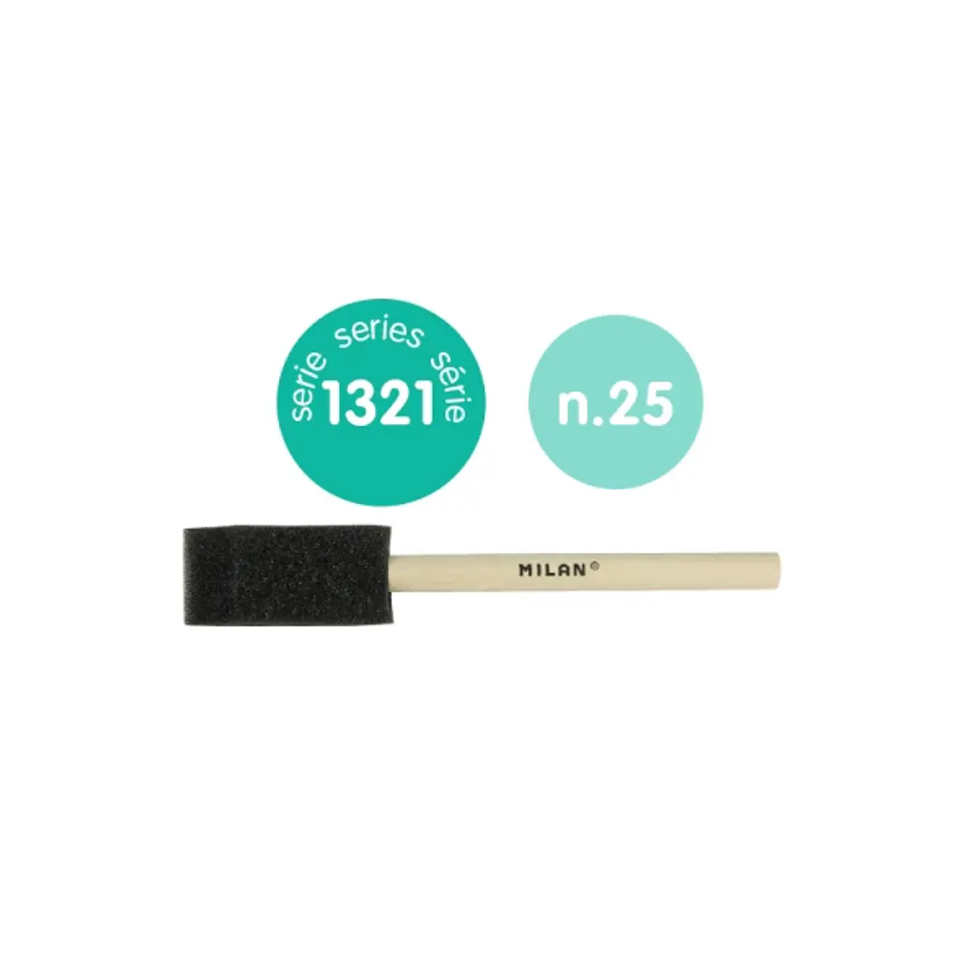 Milan 1321 Esponja para Acuarela de 25mm - Mango Corto - Color Madera Claro 1