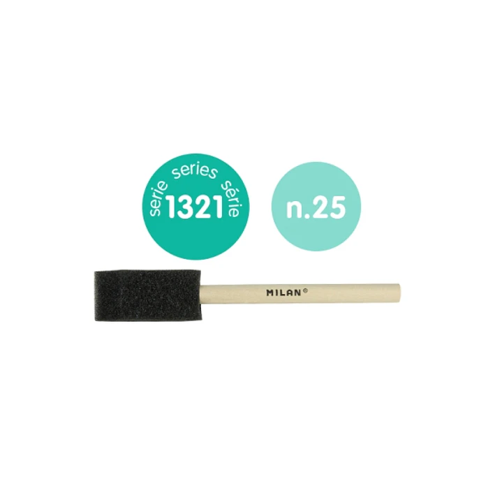 Milan 1321 Esponja para Acuarela de 25mm - Mango Corto - Color Madera Claro 1
