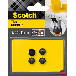 Scotch Pack de 4 Conteras de Goma - Diametro de 10mm - Color Negro