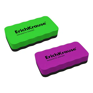 Erichkrause Borrador de Pizarra Blanca Magnetico - Limpieza en Seco - Imanes Incorporados - sin Rastros - Color Variado