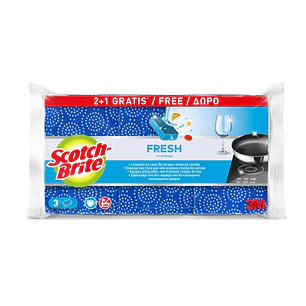Scotch-Brite Fresh Pack de 3 Estropajos de Cocina - Promocion 2 + 1 Gratis - No Raya - Color Morado
