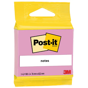 Post-It Bloc de 100 Notas Adhesivas Reposicionables - Forma Rectangular - 63.5x76mm - Color Rosa