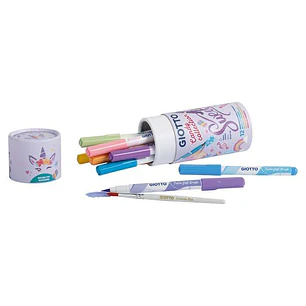 Giotto Candy Collection Turbo Soft Brush Bote de 12 Rotuladores Punta Pincel + Pincel - Colores Pastel Surtidos