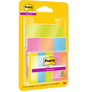 Post-It Super Sticky Pack de 9 Blocs de 45 Notas Adhesivas Reposicionables - 100% PEFC - Colores Surtidos