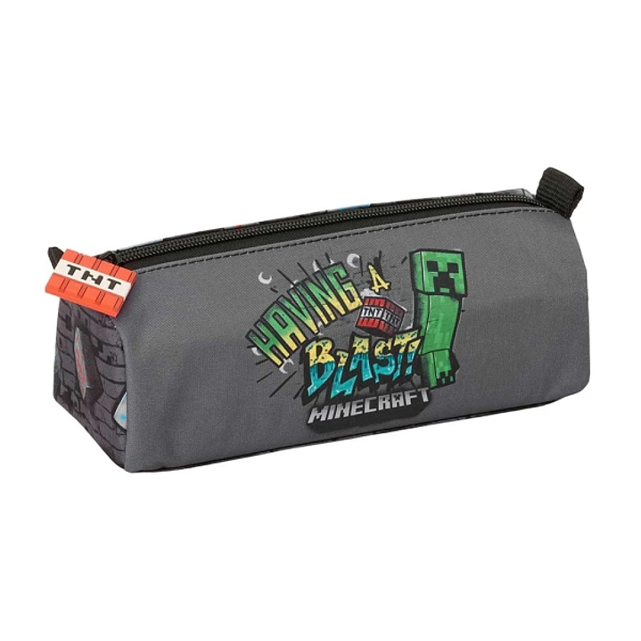 Safta Minecraft Graffiti Portatodo - 1 Compartimento con Cremallera - 21x8x7cm - Color Gris 1