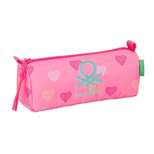 Safta Benetton Heart Portatodo - Cremallera - 1.20L - 210x70x80mm - Color Rosa