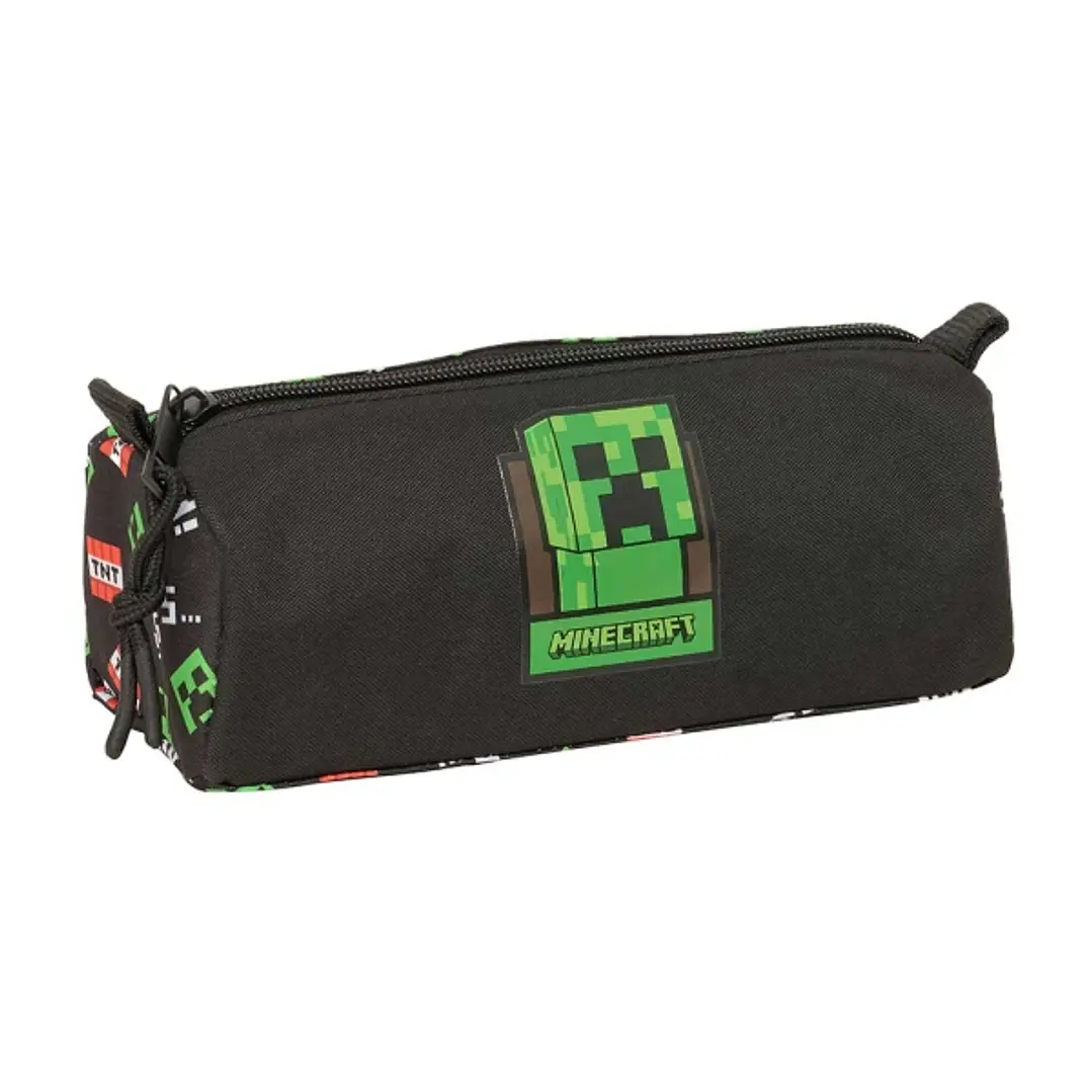Safta Minecraft Portatodo - Cremallera - 1.20L - 210x70x80mm - Color Negro 1