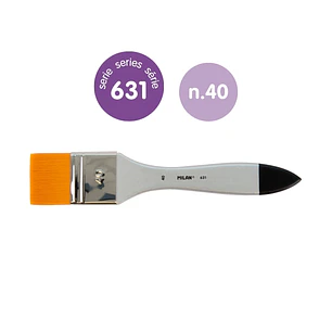 Milan 631 Premium Synthetic Paletina de 40mm - Pelo Sintetico - Mango de Madera Barnizada - Color Plata
