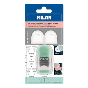 Milan Capsule Silver Afilaborra - 2 Gomas de Recambio - Cuchilla de Acero de Seguridad - Colores Surtidos