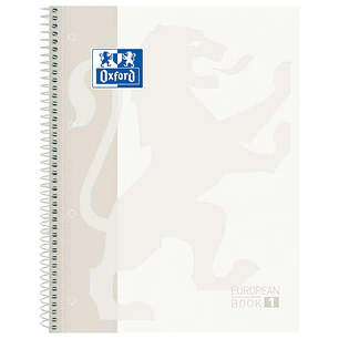 Oxford Europeanbook 1 Cuaderno Espiral Formato A4+ Cuadriculado 5x5mm - 80 Hojas - Banda de Color - Tapa Extradura Brillante - Color Blanco