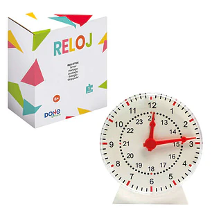 Dohe Reloj Analogico Educativo para Niños - Esfera con Numeros de las 12 Horas y Marcas de Minutos - Ruedecilla para Mover las Agujas - Ayuda a Entend