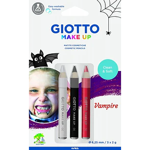 Giotto Make Up Vampire Pack con 3 Lapices Cosmeticos de Tematica Vampiro - Se Lava con Agua - Dermatologicamente Testado - Colores Surtidos
