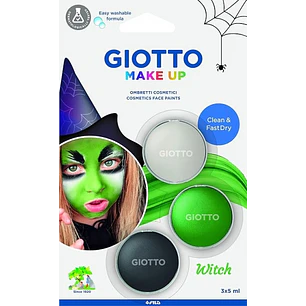 Giotto Make Up Witch Pack con 3 Maquillajes Faciales de Tematica Bruja - Se Lava con Agua - Dermatologicamente Testado - Colores Surtidos