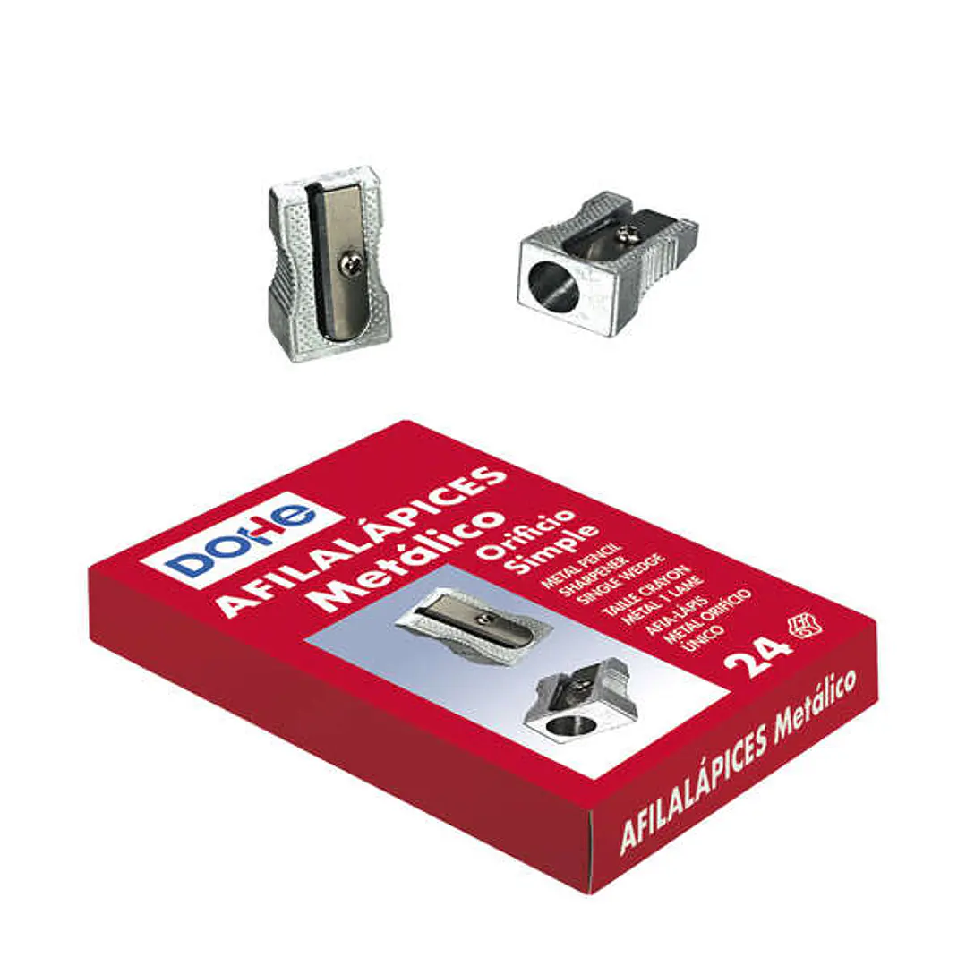 Dohe Caja de 24 Afilalapices de Metal Ligero - Forma de Cuña - Cuchilla de Acero Resistente 1