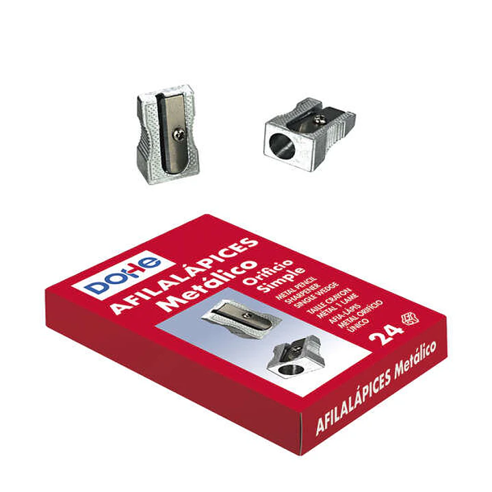 Dohe Caja de 24 Afilalapices de Metal Ligero - Forma de Cuña - Cuchilla de Acero Resistente 1