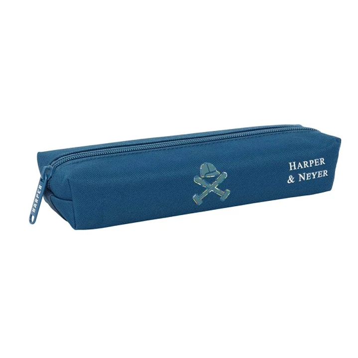 Safta Harper and Neyer Portatodo - Cremallera - Goma Elastica - 0.53L - 220x70x40mm - Color Azul Marino 1