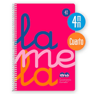 Lamela Cuaderno Espiral con 80 Hojas de 90g/m2 con Margen - Formato Cuarto - Pauta Cuadrovia de 4mm - Cubierta Extra Dura - Papel Offset Blanco Extra 