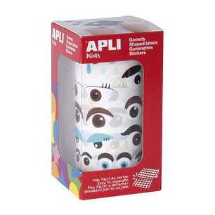 Apli Gomets Ojos de Colores - 23 Formas Diferentes - 30 Hojas Pretroqueladas - 1380 Gomets por Rollo
