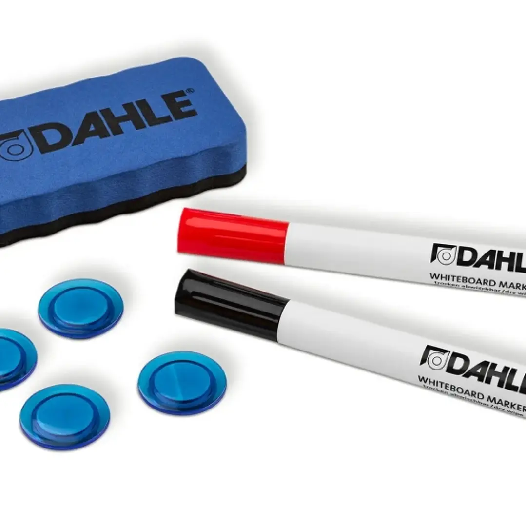 Dahle 95140 Basic Pack de 2 Rotuladores + Borrador Magnetico + 4 Imanes - Para Pizarra Blanca 1