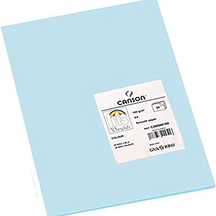 Canson Guarro Pack de 50 Cartulinas Iris A4 de 185g - 21x29.7cm - Color Azul Cielo 1