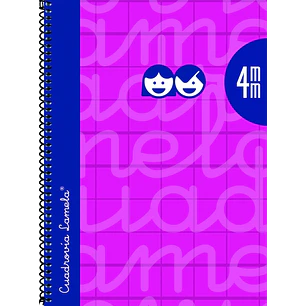 Lamela Cuaderno Espiral con 80 Hojas de 90g/m2 con Margen - Formato Cuarto - Pauta Cuadrovia de 4mm - Cubierta Extra Dura - Papel Offset Blanco Extra 