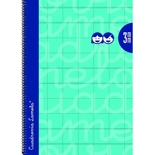 Lamela Cuaderno Espiral con 80 Hojas de 90g/m2 con Margen - Formato Cuarto - Pauta Cuadrovia de 3mm - Cubierta Extra Dura - Papel Offset Blanco Extra 