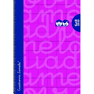 Lamela Cuaderno Espiral con 80 Hojas de 90g/m2 con Margen - Formato Cuarto - Pauta Cuadrovia de 3mm - Cubierta Extra Dura - Papel Offset Blanco Extra 