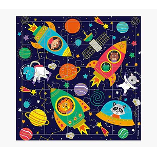 Pictura Tarjeta Puzzle - 15.5x15.5cm - Tematica del Espacio - 25 Piezas - Incluye Tarjeta Plegada y Sobre Blanco - Embolsada en Celofan - Papel con Ce