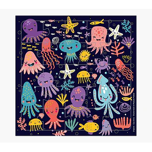 Pictura Tarjeta Puzzle - 15.5x15.5cm - Tematica Animales Marinos - 25 Piezas - Incluye Tarjeta Plegada y Sobre Blanco - Certificacion FSC