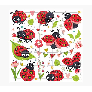 Pictura Tarjeta Puzzle - 15.5x15.5cm - Tematica de Mariquitas - 25 Piezas - Incluye Tarjeta Plegada y Sobre Blanco - Certificacion FSC