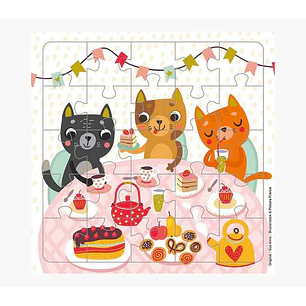 Pictura Tarjeta Puzzle de Gatos - 15.5x15.5cm - 25 Piezas - Tematica Felina - Incluye Sobre Blanco - Certificacion FSC