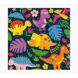 Pictura Tarjeta Puzzle Dinosaurios - 15.5x15.5cm - 25 Piezas - Tematica de Dinosaurios - Incluye Tarjeta Plegada y Sobre Blanco - Certificacion FSC - 