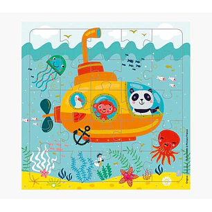 Pictura Tarjeta Puzzle - 15.5x15.5cm - Tematica Submarino - 25 Piezas - Incluye Sobre Blanco - Certificacion FSC