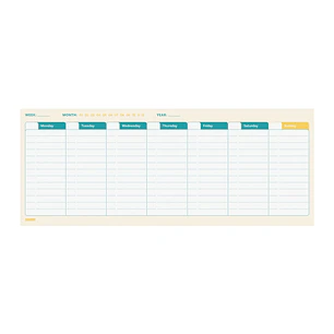 Finocam Bari Planificador sin Fechar - Internacional - Semana Vista Vertical - 290x116mm - Papel de 90g/m2 - 60 Hojas Encoladas - Multicolor