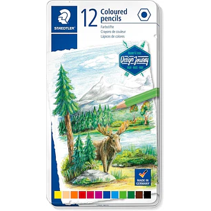 Staedtler 146C Caja Metalica con 12 Lapices de Colores - Mina Suave - Colores Surtidos