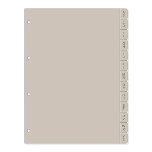 Finocam R4064 Indice Alfabetico para Agendas Open - 13 Solapas - Formato A4 - 220x2x297mm - PVC - Color Beige Grisaceo