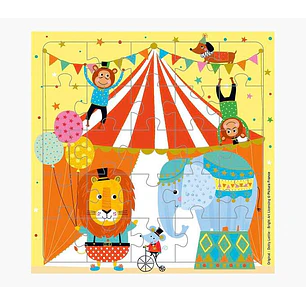 Pictura Tarjeta Puzzle - 15.5x15.5cm - Tematica Circo - 25 Piezas - Tarjeta Plegada Incluida - Embolsada en Celofan - Sobre Blanco Incluido - Papel co