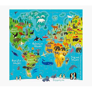 Pictura Tarjeta Puzzle - 15.5x15.5cm - Tematica Mapa del Mundo - 25 Piezas - Incluye Tarjeta Plegada y Sobre Blanco - Certificacion FSC
