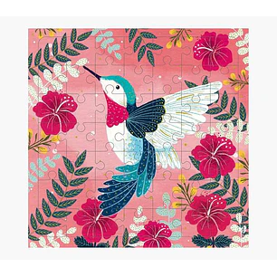 Pictura Tarjeta Puzzle Colibri de 49 Piezas + Tarjeta Plegada - Troquelado - 15.5x15.5cm - Incluye Sobre Blanco y Envoltorio de Celofan - Papel con Ce