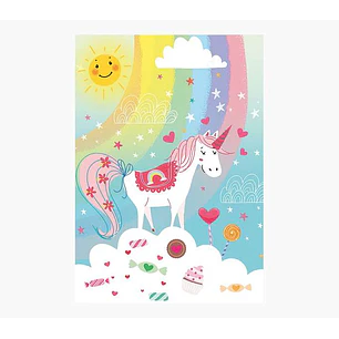 Pictura Tarjeta Zig-Zag - 15x22cm - Tematica Unicornio - Triptica sin Envoltorio - Incluye Sobre Blanco - Papel con Certificacion FSC