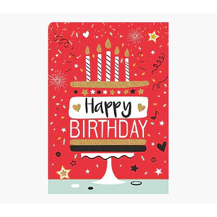 Pictura Tarjeta Zig-Zag - 15x22cm - Tematica Tarta de Cumpleaños - Triptica sin Envoltorio - Incluye Sobre Blanco - Papel con Certificacion FSC