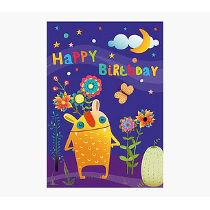 Pictura Tarjeta Zig-Zag - 15x22cm - Tematica de Monstruos - Tarjeta Triptica sin Envoltorio - Incluye Sobre Blanco - Impresas en Papel con Certificaci