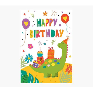 Pictura Tarjeta Zig-Zag - 15x22cm - Tematica Dinosaurios - Triptica sin Envoltorio - Incluye Sobre Blanco - Papel con Certificacion FSC