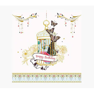 Pictura Tarjeta Arabesque - 16x16cm - Tematica Jaula de Pajaros - Tarjeta Triptica sin Envoltorio - Incluye Sobre Blanco - Papel con Certificacion FSC