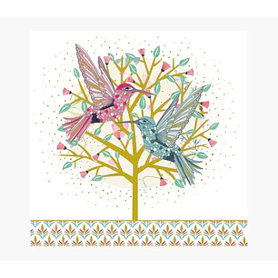 Pictura Tarjeta Arabesque - 16x16cm - Tematica Colibri - Triptica sin Envoltorio - Incluye Sobre Blanco - Papel con Certificacion FSC