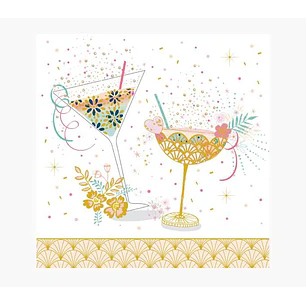 Pictura Tarjeta Arabesque - 16x16cm - Tematica Copas de Coctel - Tarjeta Triptica - Incluye Sobre Blanco - Papel con Certificacion FSC