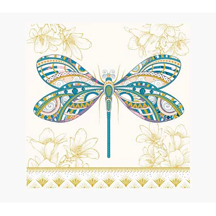 Pictura Tarjeta Arabesque - 16x16cm - Tematica Libelula - Triptica sin Envoltorio - Incluye Sobre Blanco - Papel con Certificacion FSC